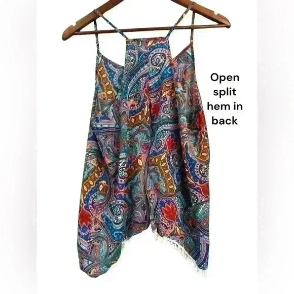 Love Blossom Boho Festival Split Hem Open Back Flowy Mini Pom Pom Top Size L - Picture 4 of 8